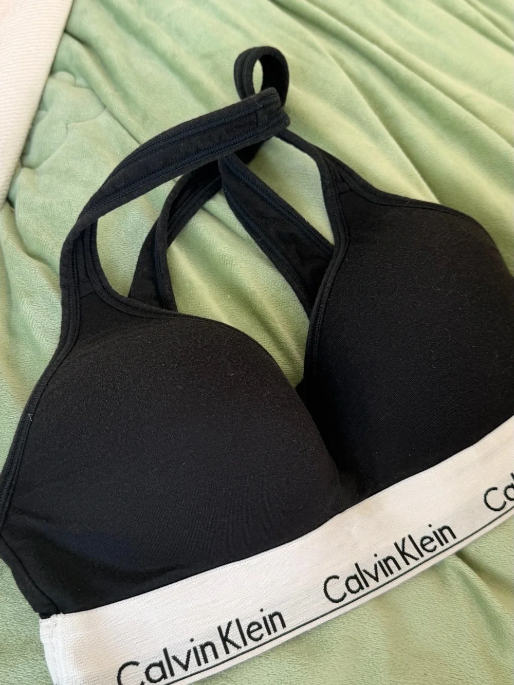 Calvin Klein Black Bralette with White Logo Band - Picture 1 of 3